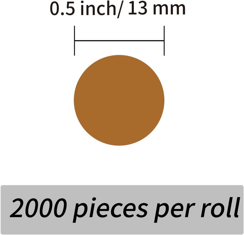Yeachlaing 1/2 Inch Round Colored Stickers, 2000PCS Permanent Sticky Dots Color Coding Labels with Perforation Line, Brown Sticker Dots - Image 2